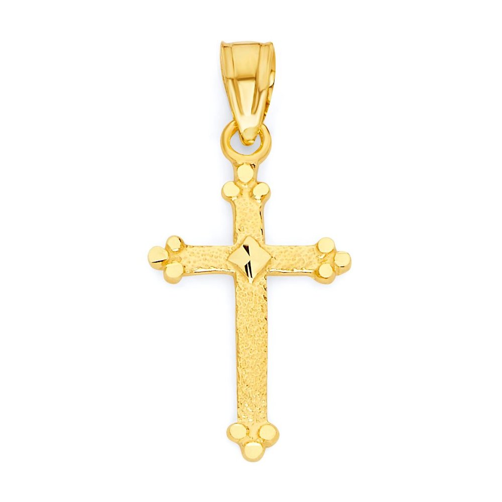 10k Real Solid Gold Cross Pendant Necklace - Religious Gifts for Women